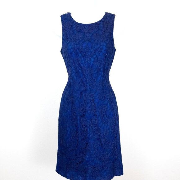 Vince Camuto Navy Blue Lace Sheath Dress., Size 6 - Picture 1 of 6